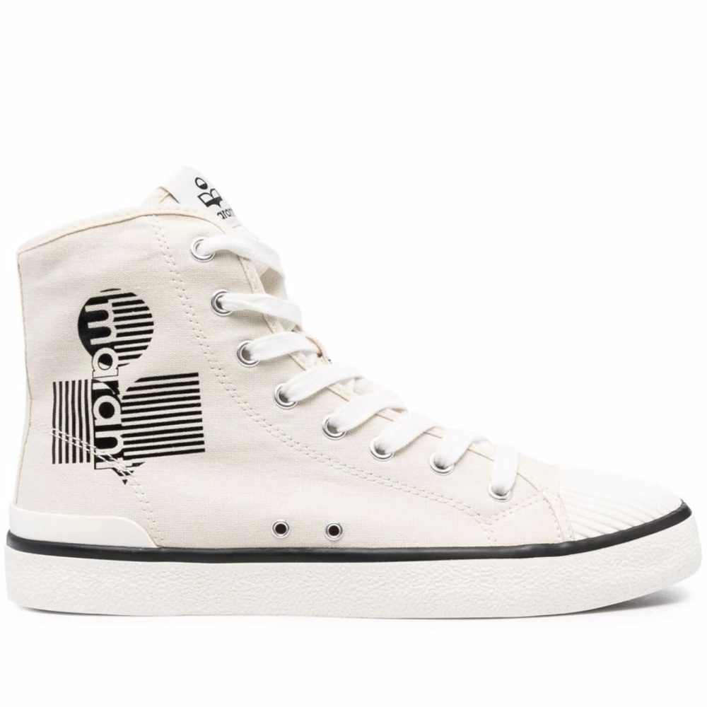 High-Top Canvas Sneakers with Black Graphic